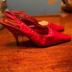 Valenti Franco Red Satin Vera D’Orsay Pumps (Size 11M)